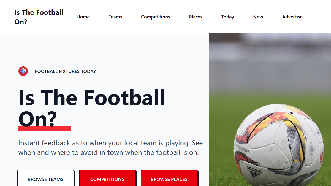 IsTheFootballOn homepage